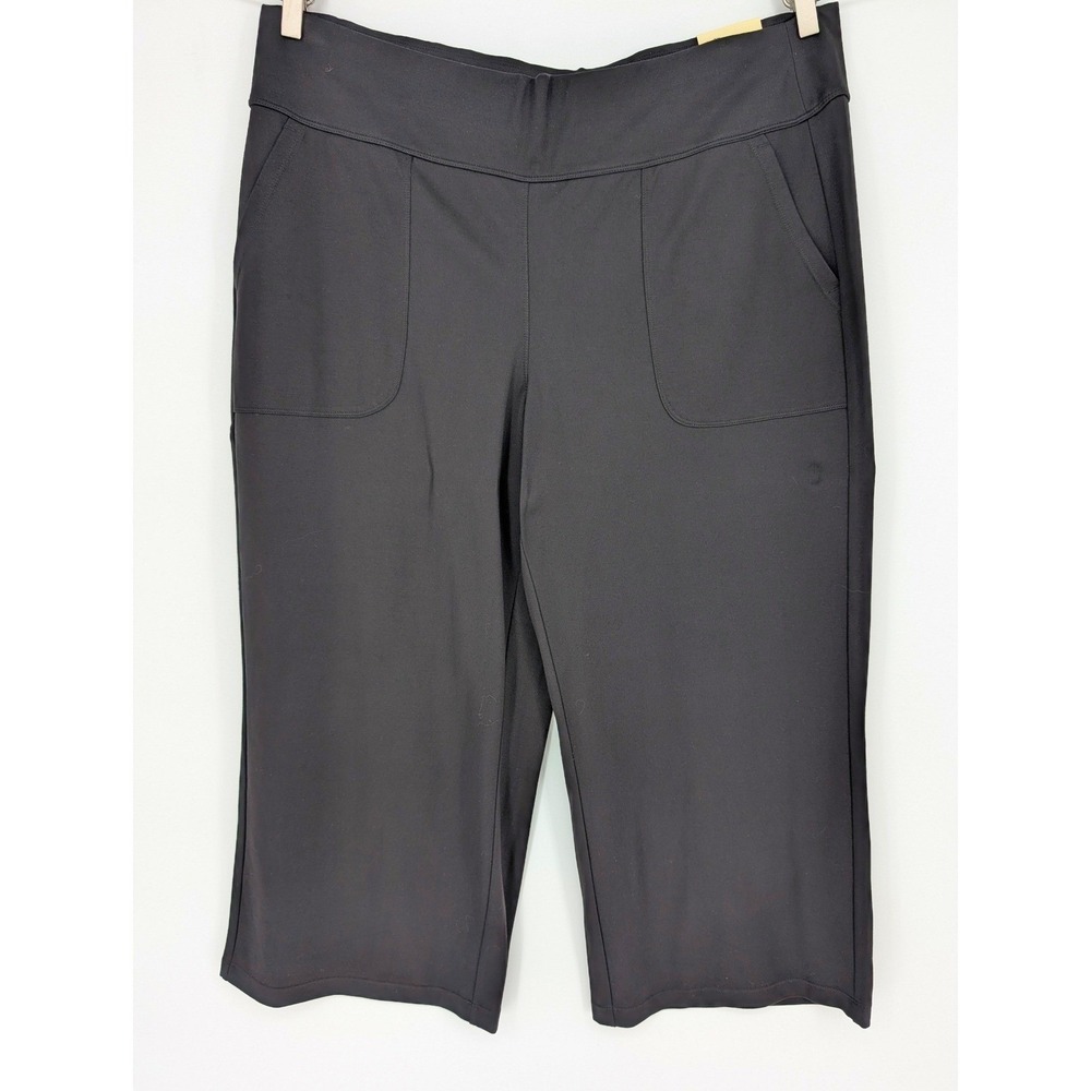 Max Studio Wide Leg Crop Pants Womens 2X Black Mid Rise Stretch Minimalist Chic